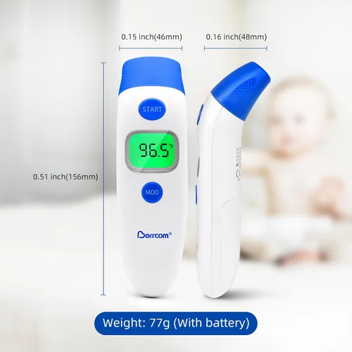 Miniatura 8 de Berrcom Termómetro digital sin contacto de 3 en 1 para frente y oído, con luz de fondo, sensor de temperatura corporal y de objetos para interiores