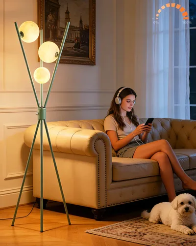 Miniatura 12 de Lightdot Lámpara de pie rosa regulable de 60 pulgadas, lámparas de pie de mediados de siglo con 3 bombillas G9 de 3000 K de color blanco cálido, 3