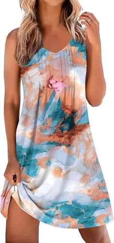 Miniatura 12 de Ekouaer Camisones para Mujeres Sin Mangas Camisa de Dormir Tipo Tank Camisón Cuello en V Camisola Plisada Camisa de Noche Vestido de Dormir Suave