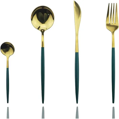 Miniatura 8 de JASHII Juego de cubiertos de 4 piezas de acero inoxidable 304 para el hogar, juego de cubiertos de cocina con espejo, cuchillo pulido, tenedor