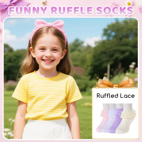 Miniatura 13 de sockfun Calcetines con volantes para bebé, calcetines de encaje con volantes para niños pequeños y niñas