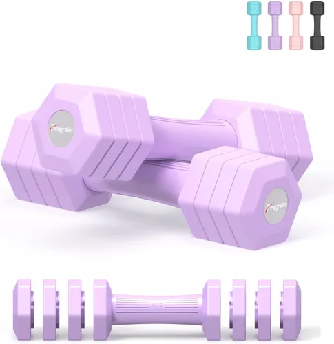 Juego de mancuernas ajustables, juego de pesas de mano 4 en 1 para mujeres y hombres, un par de mancuernas de 10 libras cada uno de 2 libras, 3