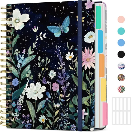 Miniatura 14 de Cuadernos de espiral con tapa dura para el trabajo con divisores y pestañas removibles, de 8.5"x11" con 5 divisiones para tomar notas y organizador
