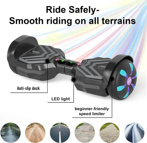 Miniatura 4 de Scooter, luces LED Bluetooth y Corlorful, potencia de rango de 7.5 mph y millas por motor dual de 250 W, regalos para niños y adultos, niñas y niños