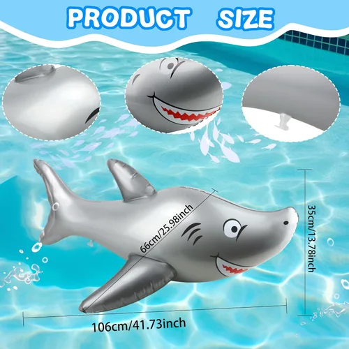 Miniatura 2 de Paquete de 4 flotadores inflables de tiburón de 40 pulgadas para verano, playa, piscina, mar, océano, suministros de fiesta