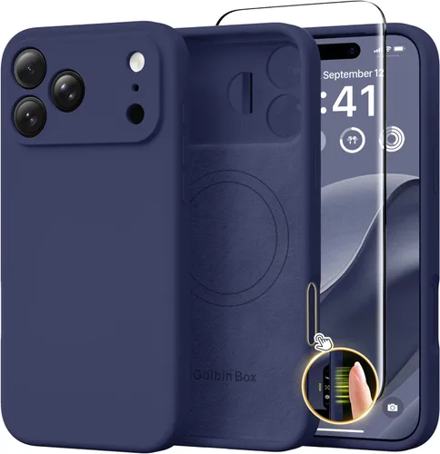 Miniatura 15 de GolbinBox Funda magnética para iPhone 17, compatible con MagSafe, cubierta de silicona integrada para control de cámara, funda de silicona líquida a
