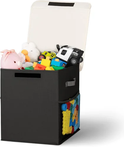 Caja de almacenamiento grande de juguetes de 40 litros con tapa, caja grande de juguetes para niños, niñas y niños, cuarto del bebé y sala de estar,
