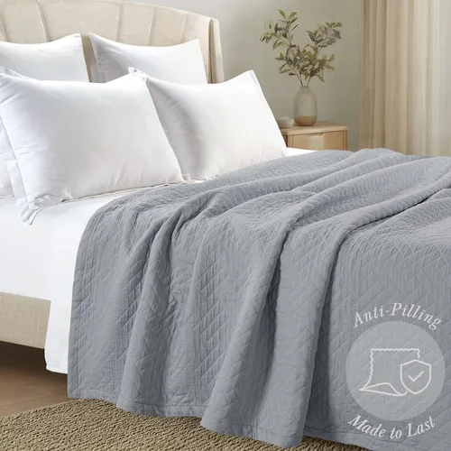Miniatura 4 de Threadmill Mantas de algodón de lujo para cama tamaño King Manta acogedora 100% algodón tamaño King para todas las estaciones colcha suave