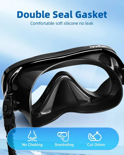Miniatura 3 de VegoVia Gafas de natación para adultos con cubierta para la nariz, visión amplia transparente de 180°, sin fugas, máscara de buceo, gafas de piscina