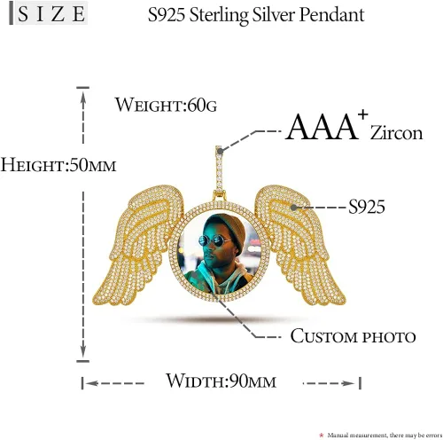 Miniatura 4 de Collar con colgante de plata de ley 925 para hombre, collar personalizado con foto, collares de plata de ley brillantes para mujer, collar de imagen
