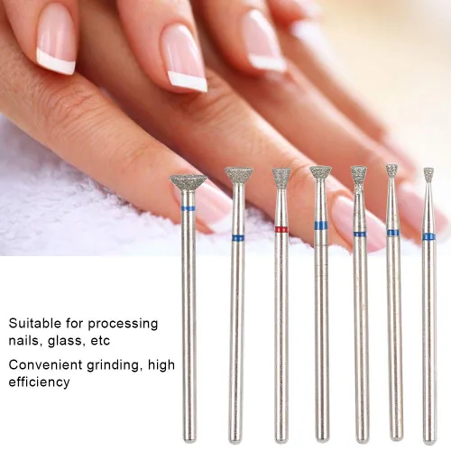 Miniatura 2 de Cabezal de molienda de manicura, 7 brocas de manicura para arte de uñas, juego de brocas de uñas de 0.093 in, broca para arte de uñas, lima de uñas