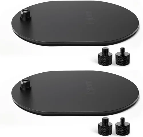Miniatura 8 de Base universal para micrófono, soporte de escritorio elíptico de metal resistente con rosca de 5/8"-27, adaptadores de 1/4" y 3/8", compatible