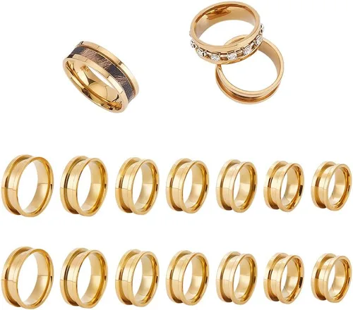 Miniatura 11 de UNICRAFTALE Anillo de acero inoxidable con núcleo en blanco, ajuste de anillo de dedo en blanco para incrustaciones, anillo de dedo ranurado, anillo
