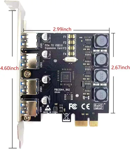 Miniatura 6 de Tarjeta PCIE USB 3.0 de 4 puertos Tarjeta de expansión PCI Express (PCIe) de 5 Gbps para Windows 11/10/8.1/8/7/Vista/XP/Server y Linux