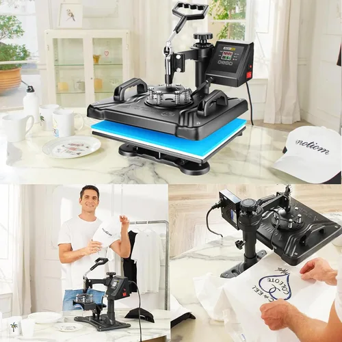 Miniatura 7 de AKEYDIY Máquina de prensa de calor profesional 5 en 1 para camisetas, combo de prensa de calor digital, 12 x 15 pulgadas, máquina de prensa