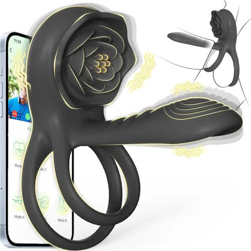 Miniatura 13 de Anillo vibrador para el pene con estimulador de clítoris rosa, vibrador de anillo para el pene para parejas, juguetes sexuales para hombres