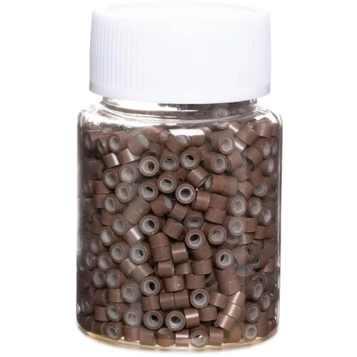 Miniatura 7 de 2500 piezas de cuentas de extensión de 5 mm negras, anillos micro con revestimiento de silicona, microenlaces punta I para extensiones de cabello