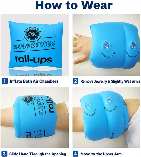 Miniatura 6 de Paquete de 4 a 6 flotadores de PVC para adultos y niños, bandas inflables de natación, alas de agua, mangas flotantes, anillos de natación, brazos
