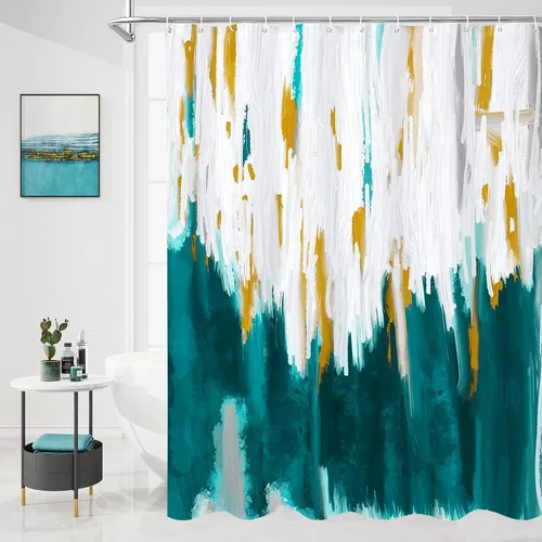 Miniatura 12 de MitoVilla Cortina de Ducha Pequeña Negra para Cabina 36 x 72 pulgadas, Juego de Cortinas de Ducha Angostas de Media Talla Abstracto Degradado