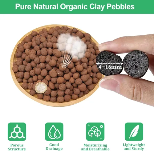 Miniatura 2 de Riare 6 LBS de piedras de arcilla expandida orgánicas - Bolas de leca natural de 4mm-16mm, guijarros de arcilla hidropónicos livianos para plantas