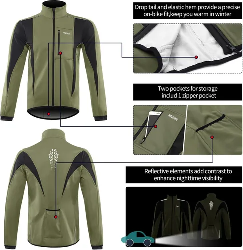Miniatura 41 de Chaqueta térmica para ciclismo (tejido Softshell, resistente al viento, impermeable, 15K) de ARSUXEO