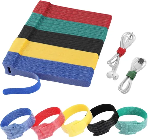 Miniatura 9 de Organizador de cables, 36 bridas de silicona reutilizables, resistentes a la intemperie, organizador de cables de viaje de alta elasticidad