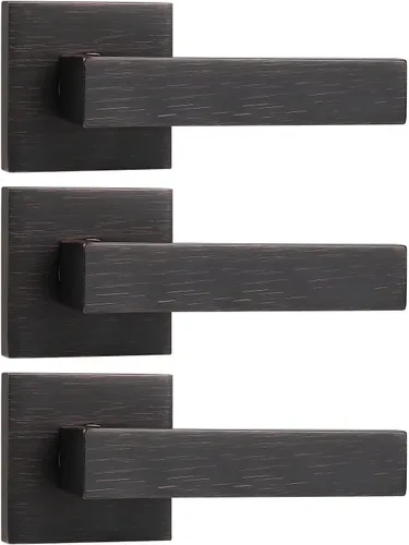 Miniatura 20 de Probrico - Manija de puerta falsa de 2 unidades, color bronce aceitado, para puertas francesas, palanca falsa cuadrada, manija de puerta de un solo