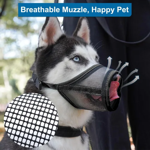 Miniatura 7 de LUCKYPAW Bozal para perro, bozal de malla para perros pequeños, medianos y grandes, cubierta suave para la boca del perro para evitar que muerdan