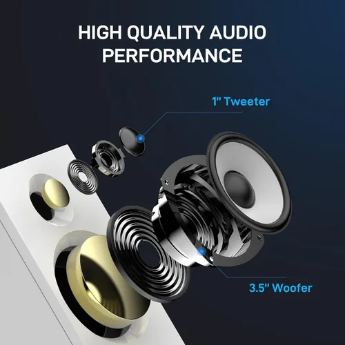 Miniatura 2 de BT16 - Altavoces activos para estantería de 3.5 pulgadas con tweeter de 1 pulgada, 60 W RMS-Bluetooth 5.3, DAC USB integrado de 24 bits dinámico