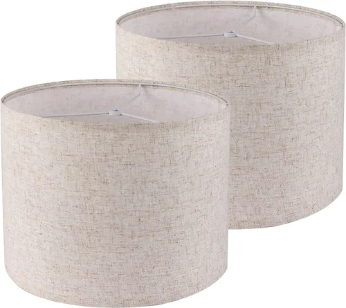 Juego de 2 pantallas para lámpara de tambor de tela, 12.6"Dx9.5"H, para lámparas de mesa, de pie y colgantes, pantallas (ajuste de araña), pantallas