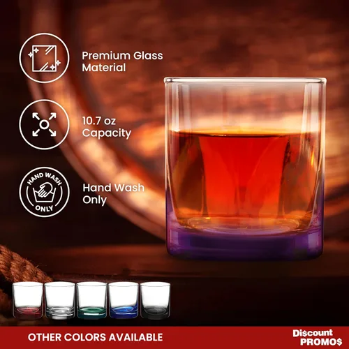 Miniatura 2 de DISCOUNT PROMOS Lexington Rocks Vaso de Whisky 10.5 oz, Juego de 12, Paquete a Granel - Perfecto para Scotch, Bourbon, Whisky, Cóctel - Morado