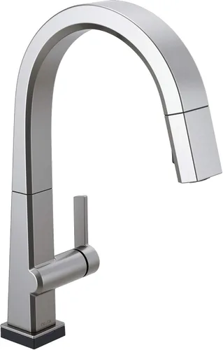 Miniatura 11 de Delta Grifo de cocina pivotal de níquel cepillado, grifos de cocina con rociador extraíble, grifo de fregadero de cocina, grifo para fregadero