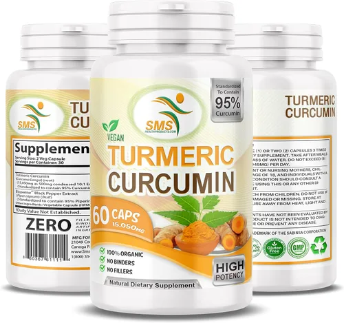 Miniatura 10 de Curcumina de cúrcuma de 1000 mg, sin rellenos, 95% curcuminoides con extracto de pimienta negra BioPerine, apoyo inmunológico natural, fabricado