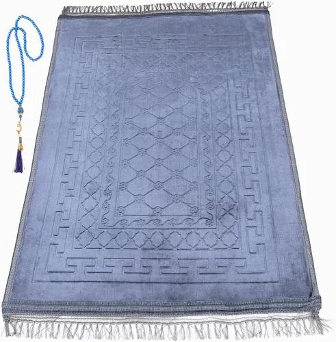 Miniatura 25 de Alfombra de oración – Alfombra turca Janamaz Sajada de felpa suave para hombres y mujeres, alfombrilla de oración lisa y sólida, regalo de Ramadán