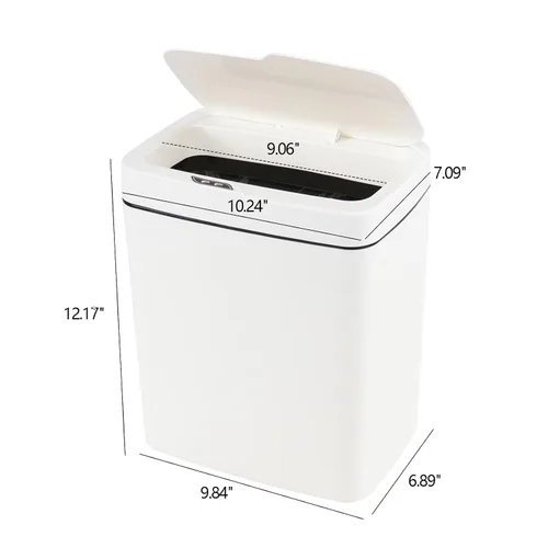 Miniatura 2 de Bote de basura con sensor de 4 galones con tapa infrarroja sin contacto, color blanco Cubo de basura automático de 15 litros con sensor