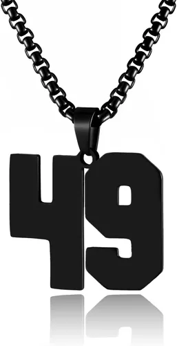 Miniatura 176 de Collar de Número Dorado para Hombre, Cadena de Acero Inoxidable con Colgante de Número para Atletas, Joyería Deportiva Personalizada para Niños