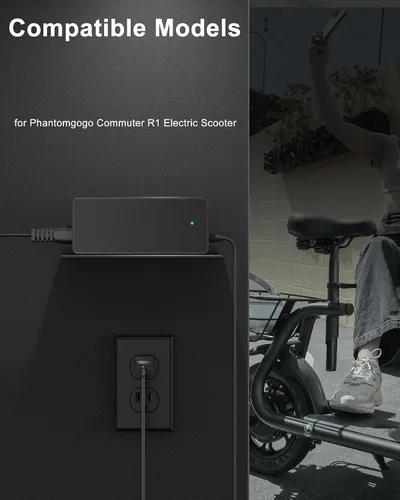 Miniatura 2 de VHBW Cargador Phantomgogo de 42 V compatible con scooter eléctrico R1, protección de seguridad inteligente, carga rápida, indicador LED, reemplazo