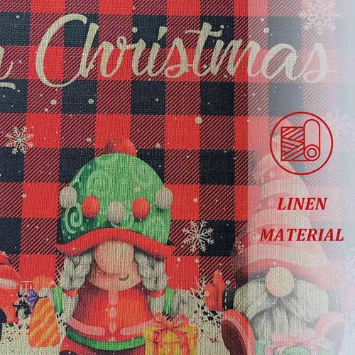 Miniatura 7 de Felpudo Rojo de Búfalo a Cuadros Feliz Navidad Felpudo Decorativo de Puerta de Navidad 30"x17", Felpudo de Gnomo de Navidad Temporada Felpudo