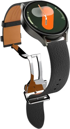 Spigen - Correa de piel auténtica compatible con MoonSwatch, Galaxy Watch de 0.787 in | Folding Buckle Clasp, Quick Release Fits Omega x Swatch