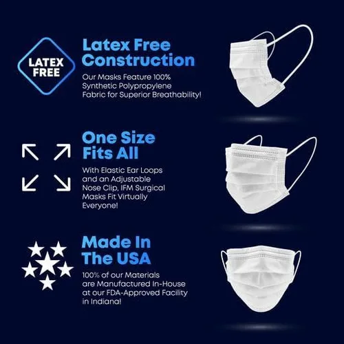 Miniatura 4 de Máscara facial Indiana, 4 capas, mascarilla desechable, ASTM nivel 3, fabricada en Estados Unidos