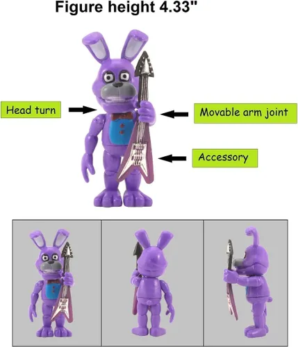 Miniatura 2 de NA Toysvill FNAF - Figuras de acción (juego de 6 piezas) Juego de figuras inspiradas en Five Nights at Freddy's Toys Figuras, adornos
