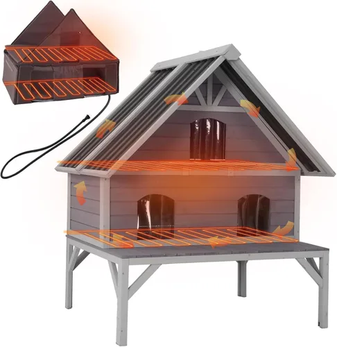 Miniatura 14 de Casa de Gatos al Aire Libre con Forro Aislado Resistente a la Intemperie para Gatos Salvajes para el Invierno