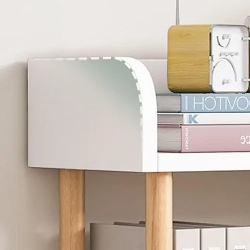 Miniatura 5 de Estantería de 4 niveles, estantería estándar para el hogar, moderna estantería de madera con estantes rectangulares para dormitorio, oficina, Blanco