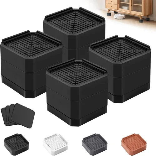 Miniatura 18 de Elevadores de cama para muebles – Elevador de bloque rectangular ajustable para elevar 1.5-3 pulgadas y 4.3 pulgadas camas, mesas, sofás