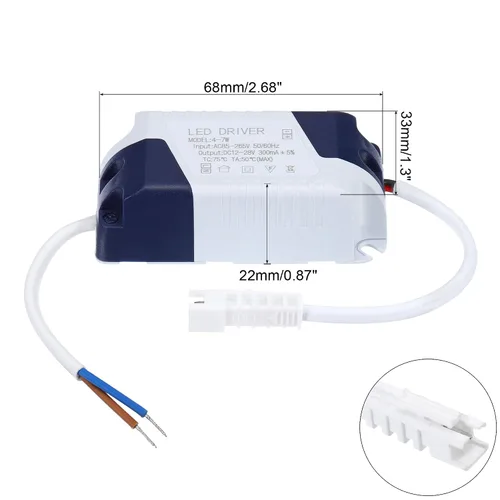 Miniatura 2 de PATIKIL 4-7W 300mA LED Driver, 2pcs AC 85-265V Salida 12-28V DC Conector Macho Conector Rectificador de Corriente Constante Transformador Fuente