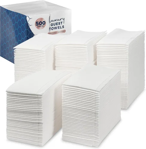 Miniatura 10 de Paquete de 1000 toallas desechables para invitados, servilletas blancas para baño de invitados, toallas de mano desechables de alta resistencia
