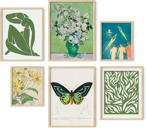 Miniatura 8 de HAUS AND HUES Arte japonés para pared, decoración enmarcada, pinturas asiáticas verdes y azules para pared, impresiones contemporáneas, póster