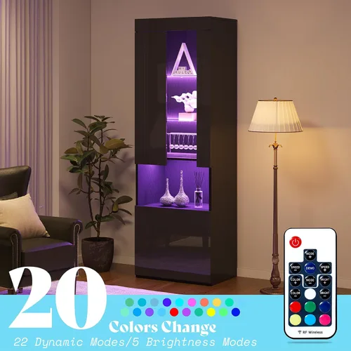 Miniatura 5 de AMERLIFE Moderno soporte de TV con chimenea de 70 pulgadas con chimenea eléctrica de 36 pulgadas y 2 estanterías LED de almacenamiento grandes, Todo