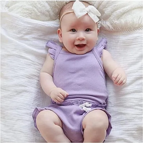 Miniatura 2 de Ropa de bebé recién nacida, sin mangas, con flores, enterizo, pantalones cortos, conjunto de verano