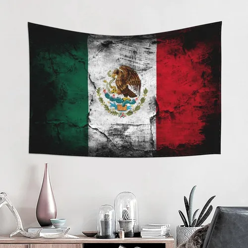 LIYAKITO Tapiz de bandera de México, águila, para colgar en la pared, decoración artística de pared para dormitorio, sala de estar, dormitorio, Retro